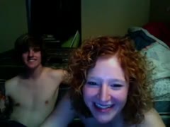 Curly haired redhead legal age teenager plays with her boyfriend on cam